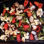 roasted vegetables out of oven